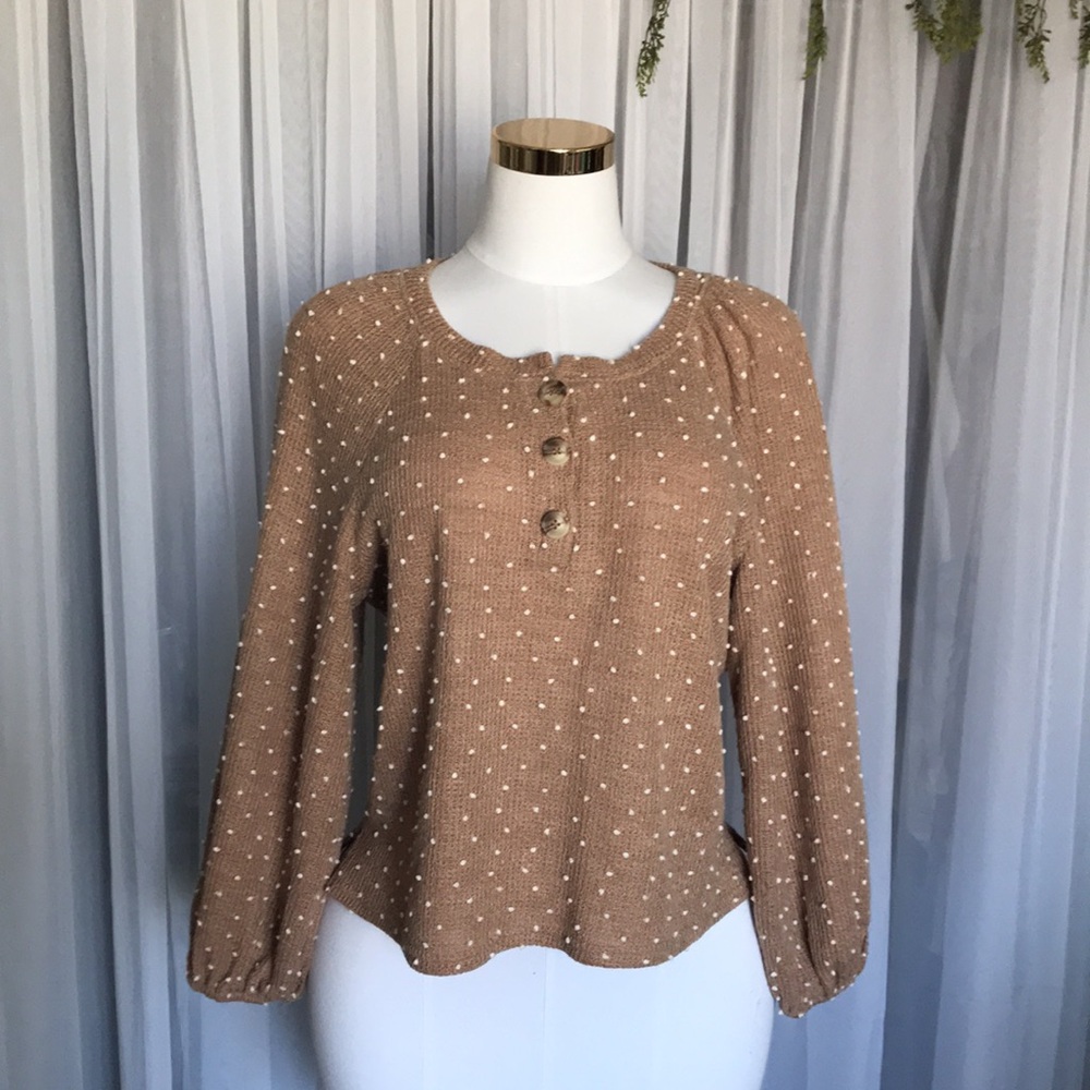 Pom pom Knit Long Sleeve Top